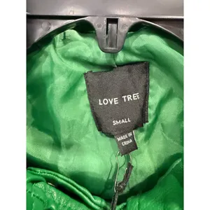 Love Tree Women Jacket Small Green Moto Asymmetrical Zip Faux Leather 8229JH thumbnail 4