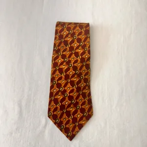 Ralph Lauren Chaps Silk Tie Vintage Geometrics Burgundy Multicolor Necktie thumbnail 9
