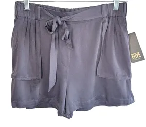 FRYE Women's 100% Rayon Shorts Size M Grey Elastic‎ Waist Tie Front Pockets NWT thumbnail 1