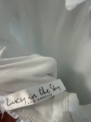 Lucy In The Sky The Puff Sleeve Fit and Flare Dress in white XS thumbnail 7