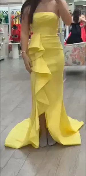 Ashley Lauren Prom Dress yellow strapless Size 2 thumbnail 4