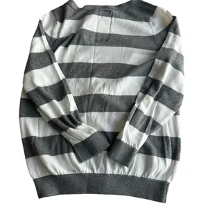 Y2K Hollister Gray and‎ White Striped V-Neck Button Cardigan Size Large Preppy thumbnail 4