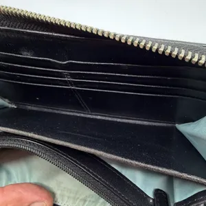 Coach Signature C Zip Around Black Canvas Leather Wallet thumbnail 8