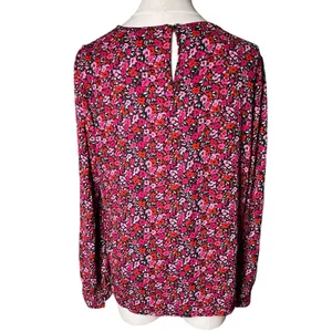 Romantic Floral Long Sleeve Blouse Pink Red‎ J.Crew Womens Size M thumbnail 3