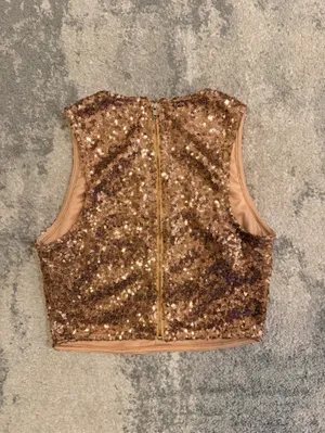 Privy Rose Gold Sequin Crop Top thumbnail 3