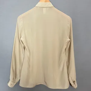 Vintage Nordstrom Silk‎ Blouse Cream Women Button-Up Long Sleeve Top Hong Kong thumbnail 2