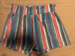 SHEIN Striped Blue Pink Green Multi-Color Women's Shorts Set thumbnail 2