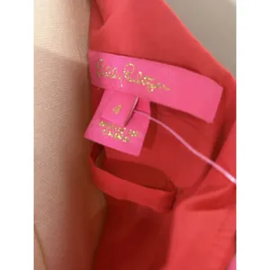 Lilly Pulitzer Red Blue Floral One Shoulder Puff Sleeve Dress Cocktail Size 4 thumbnail 9