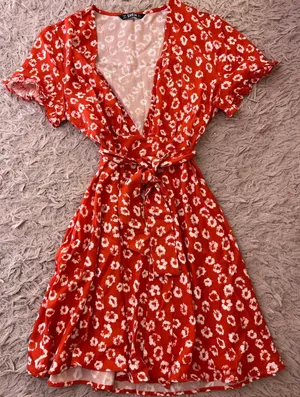 Red floral dress thumbnail 1