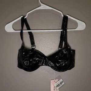 Oh Polly Black Vinyl Curved Cup Bra thumbnail 3