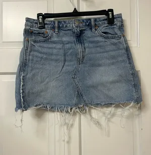 American Eagle Outfitters Light Blue Distressed Denim Mini Skirt thumbnail 1