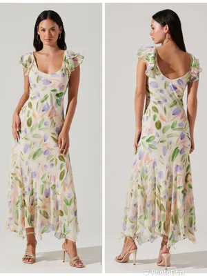 ASTR Wisteria Floral Chiffon Maxi Dress Small Wedding Guest Garden Party Summer thumbnail 3