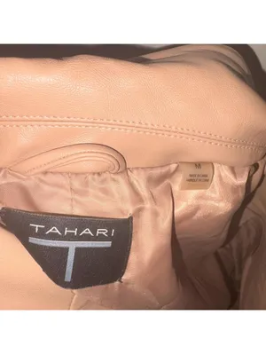 Tahari Tan Faux Leather Blazer Jacket Medium thumbnail 3