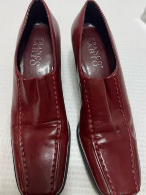 Vintage Franco sarto Women's Burgundy faux Leather Mid-Heel Loafers thumbnail 8
