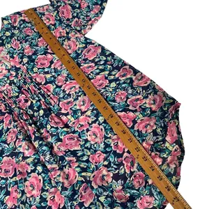 LC Lauren Conrad Womens Floral ¾ Sleeve Chiffon Blouse pleated button front sz M thumbnail 5
