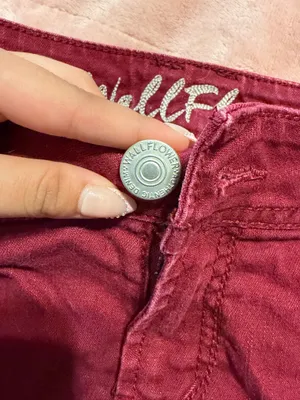 Wild Flower burgundy denim shorts with design on back pocket thumbnail 3