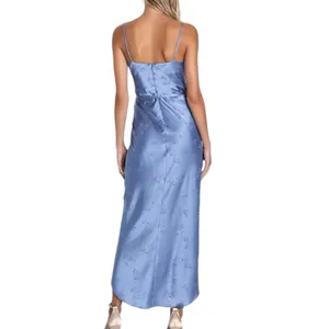 NWOT Lulus Sophisticated Sight Periwinkle Satin Jacquard Cowl Midi Dress XXL thumbnail 3