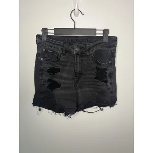 American Eagle Wm 6 Black Distressed Ripped‎ Shorts Grunge Emo Festival Goth Punk Edgy Y2K thumbnail 2