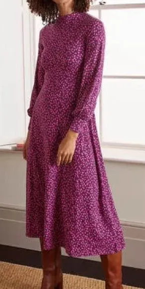 Boden Carly Jersey Midi Dress - Pink and Navy Flambe Trellis Vine size 8P thumbnail 1