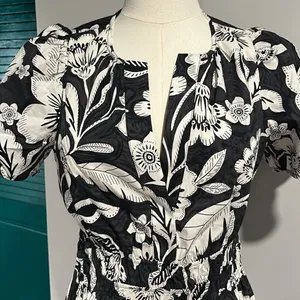 Anthropologie NWOT Somerset Blouse tropical black white floral top - XS thumbnail 5