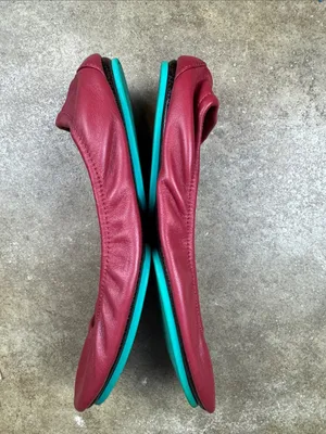 Tieks Red Leather Ballet Flats with Teal Accent Size: 11 thumbnail 6