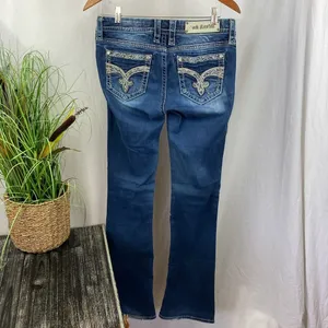 Rock Revival Blue Denim Tansy Mid Rise Curvy Boot Cut Embellished Jeans 27 thumbnail 2