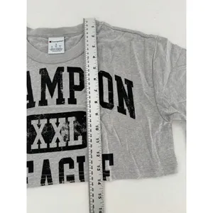 Champion Womens Crop Top Small Gray Varsity Graphic Athletic Streetwear NWT thumbnail 4