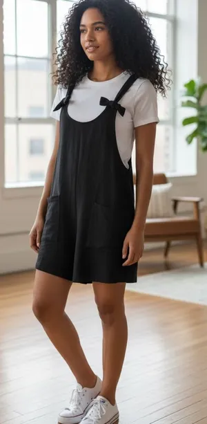 Emery Rose Black Romper M Tie Strap Overall Style Flowy Casual Outfit thumbnail 1