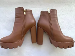 Studio F Chunky Platform Heeled Boots Size 37 – Brown Faux Leather Ankle Boots thumbnail 2