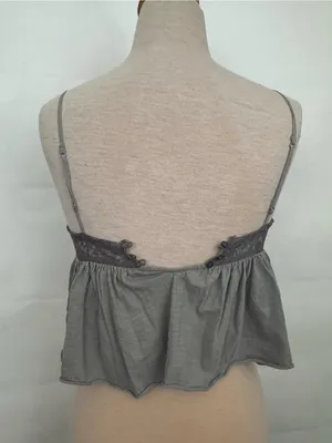 American Eagle Y2K 90’s lace babydoll top spaghetti’s strap gray lace small thumbnail 2