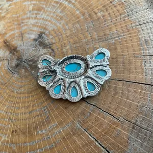 Faux Turquoise Half Cluster Earrings Blue thumbnail 3