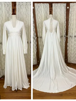 Pretty Vintage 1970s Simple Knit Wedding Gown thumbnail 2