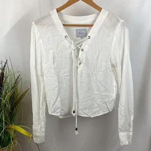 Rails White Long Sleeve Lace Up Bodice Blouse Top XS thumbnail 2