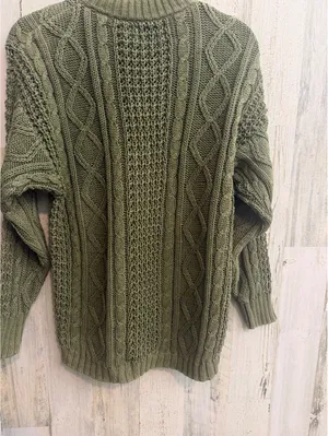Vintage 90s Littlewood Green Cable Knit Sweater Women’s M Olive Fisherman thumbnail 9