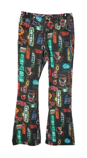 Hello Kitty X Dolls Kill Pixel‎ City Jeans Small Teen Neon Sign Sanrio #T12-8 thumbnail 1