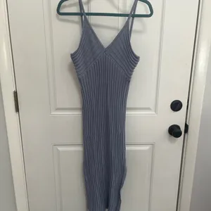 Indikah sweater dress size large blue sparkly , side slit‎ open back thumbnail 3