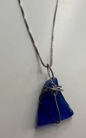 Elegant Sea Glass Blue Pendant Necklace thumbnail 1