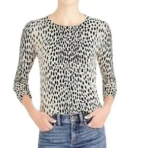 J Crew Mercantile Animal Print Pullover Crew Neck Sweater Top Xs thumbnail 3