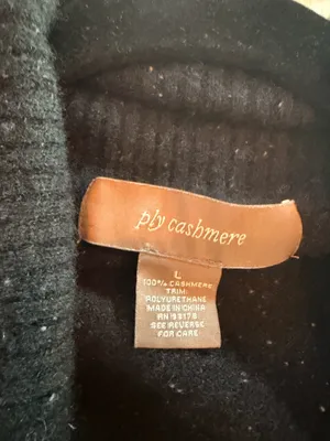 Ply Cashmere 100% Cashmere Black Grey Speckle Shawl Collar Cardigan Sweater Size L thumbnail 2