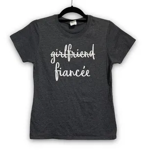 Girlfriend to Fiancee T Shirt Port & Company Charcoal Gray Engagement Gift M thumbnail 1