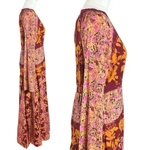 Free People Bohemian Retro 70s Gypsy Floral Tilda Maxi Dress Size Medium thumbnail 4