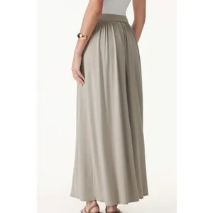 OGL Soft Linen Knit Gathered A-Line Maxi Skirt Dew Sky Blue Size S thumbnail 6