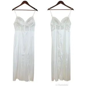 SELFIE LESLIE Trophy White Lace Bustier Midi Dress Corset Sheer Thigh Slit Large thumbnail 2