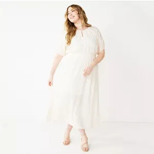 NWT Nine West Puff Sleeve Chiffon Maxi Midi Dress In Pink Abstract Floral M thumbnail 3