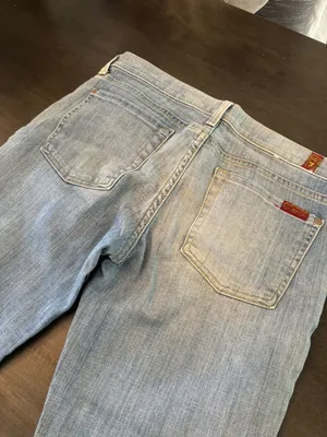 7 For All Mankind Skinny Crop & Roll Jeans Size 28 Light Wash Cuffed Ankle thumbnail 6