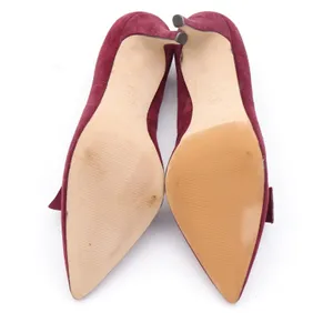 Ann Taylor Pumps Womens 9 Bow Pointed Toe Burgundy Suede Stiletto Good thumbnail 10