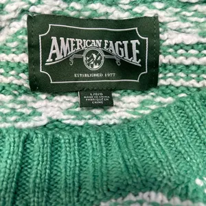 American Eagle Snowdrift Fair Isle Sweater | Green & White | Large thumbnail 11