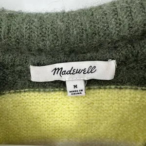 Madewell‎ size Medium striped fulton pullover sweater yellow green thumbnail 4
