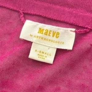 Maeve Anthropologie Magenta Pink‎ V-Neck Sheer Knit Dolman Top XS thumbnail 3