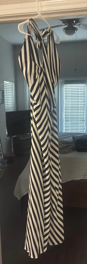 Satin blk and wht long express dress thumbnail 1
